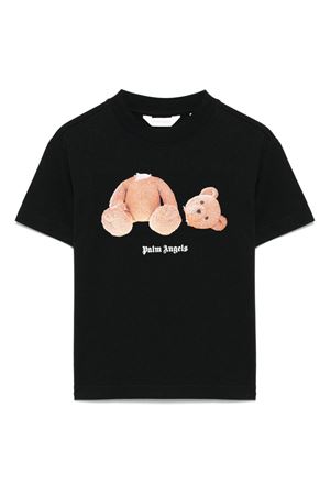 black cotton tshirt PALM ANGELS KIDS | PBAA003C99JER0061060